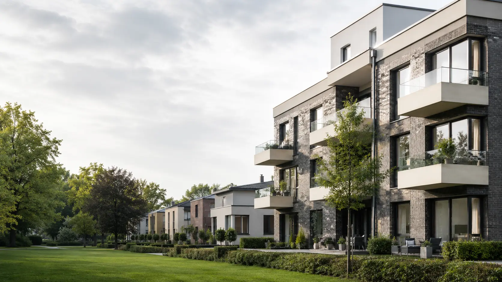 Modernes, gepflegtes Mehrfamilienhaus in grüner Umgebung